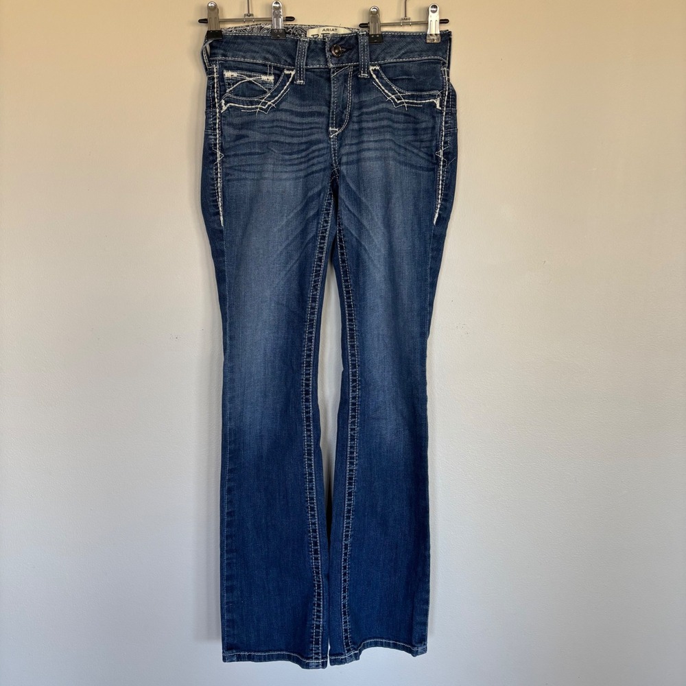 Ariat REAL Mid Rise Boot Entwined Jeans Marine Wash 27L 10017510